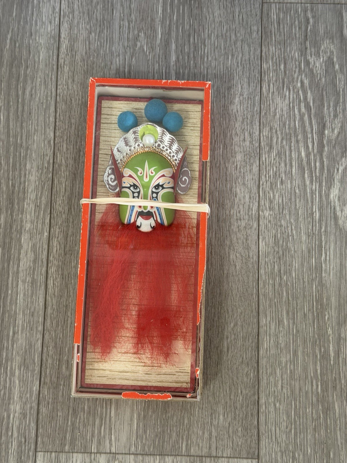 Vintage Chinese Opera Face Painting Miniature Clay Mask Box Tang BROKEN BOX