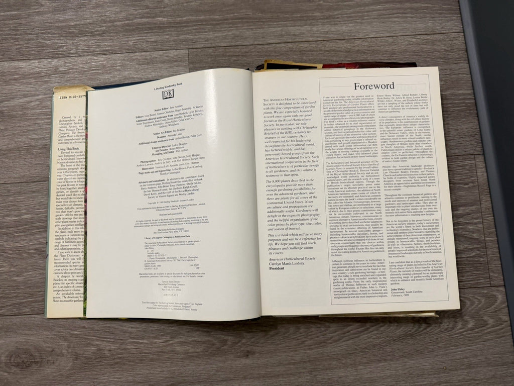 American Horticultural Society Encyclopedia 1989 Hardcover Dust Jacket Vintage