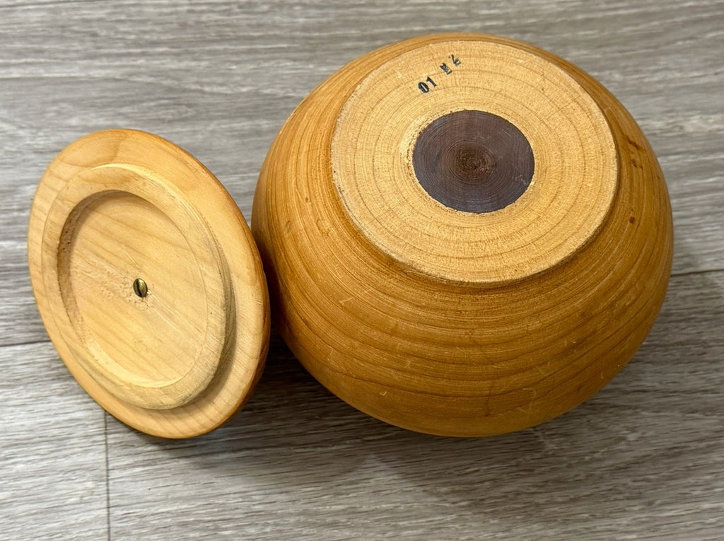 Vintage Wooden Bowl With Lid Trinket Bowl - Hand Turned Wood Jar - Small Storage