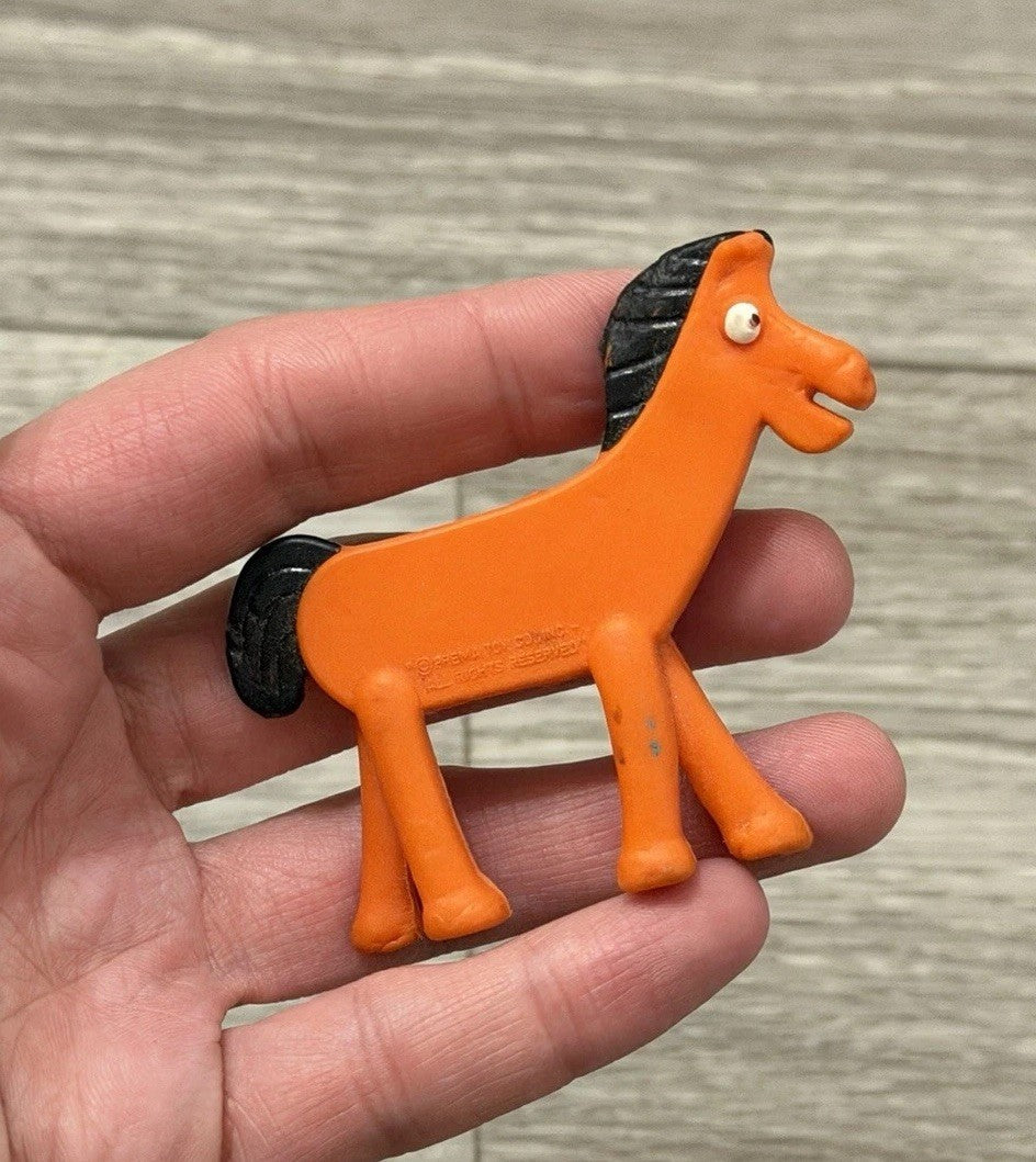 Vintage Prema Toys Gumby POKEY Orange Horse 2.5” Long Super-Flex Figure