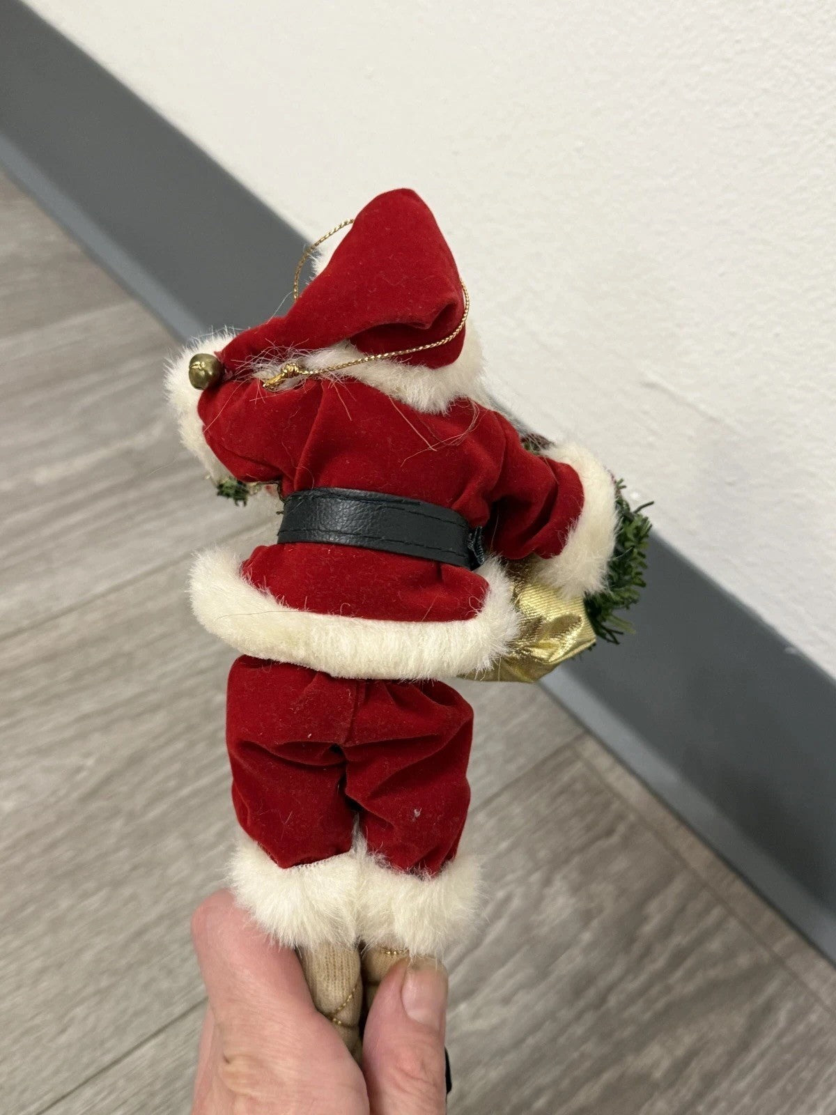 Vintage Porcelain Santa Doll With Pack Christmas Tree Ornament 8.25” Tall