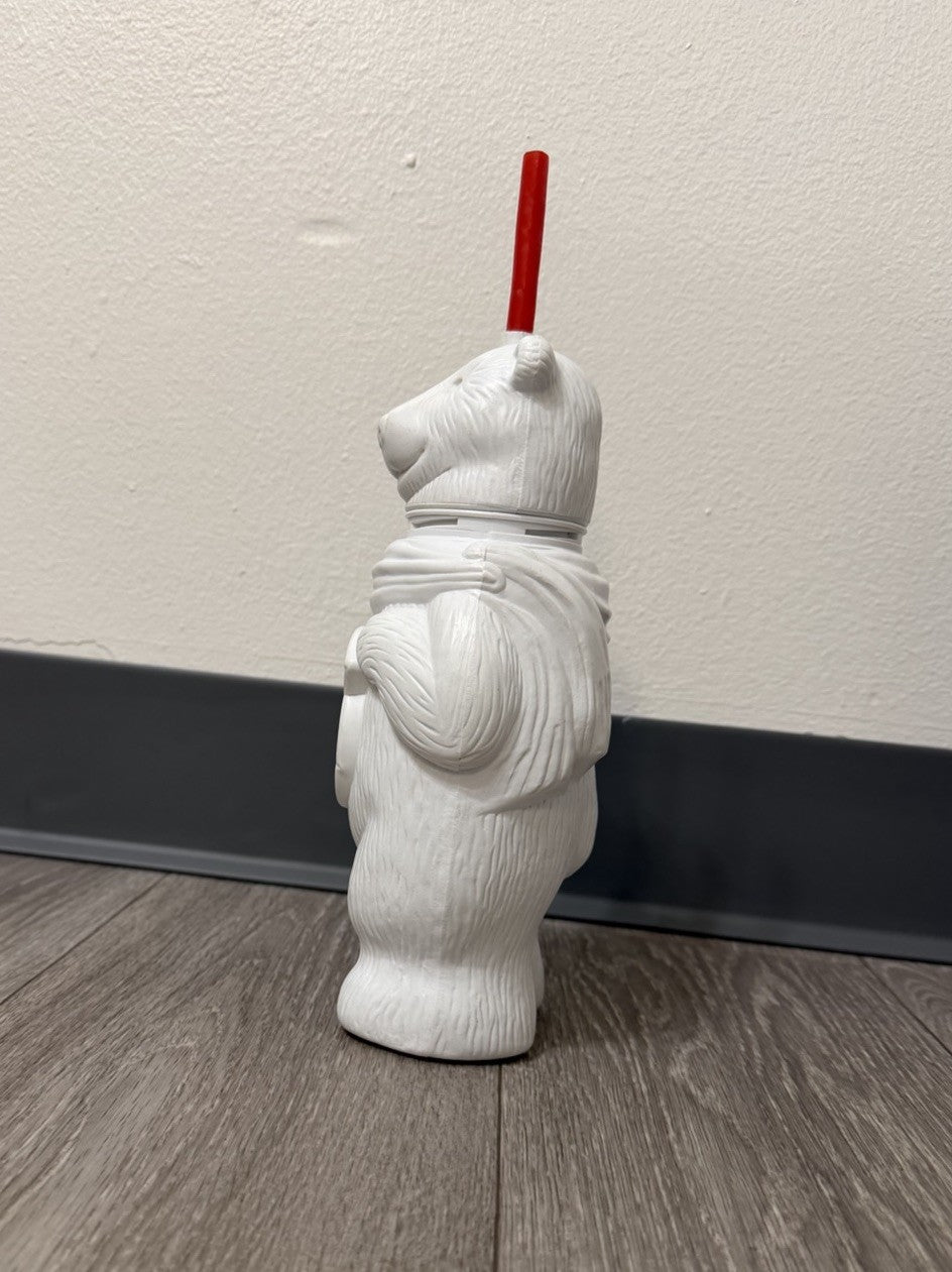 Vintage Coca Cola Polar Bear Water Bottle w/ Red Straw 