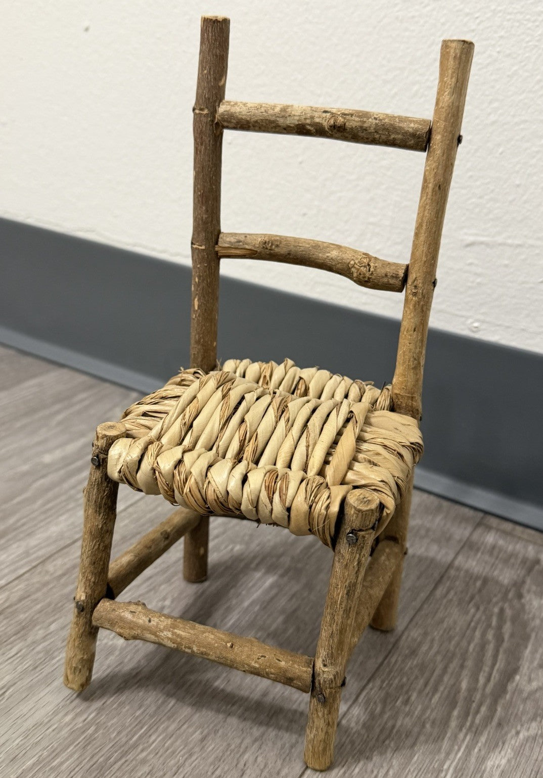 Cute Wood Ladder Back Doll Teddy Bear Chair 10” Tall Does Not Sit Sturdy