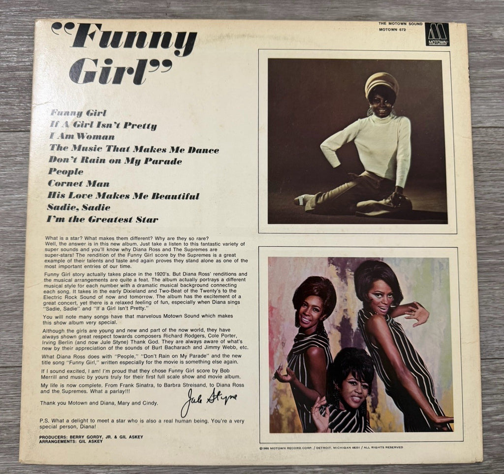 Diana Ross & The Supremes ‎– Sing And Perform "Funny Girl" - Vinyl LP 1968