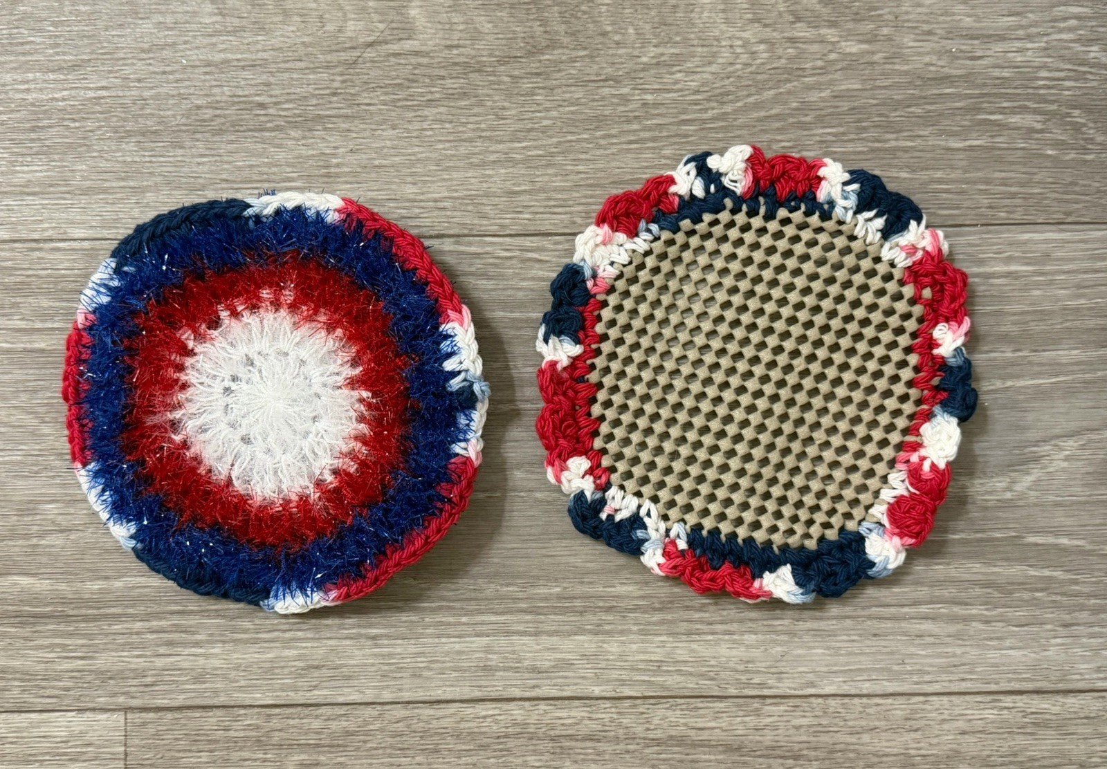 Crocheted Dish Scrubby & Jar Opener Gripper Set Of 2 - 1 Scrubby + 1 Gripper