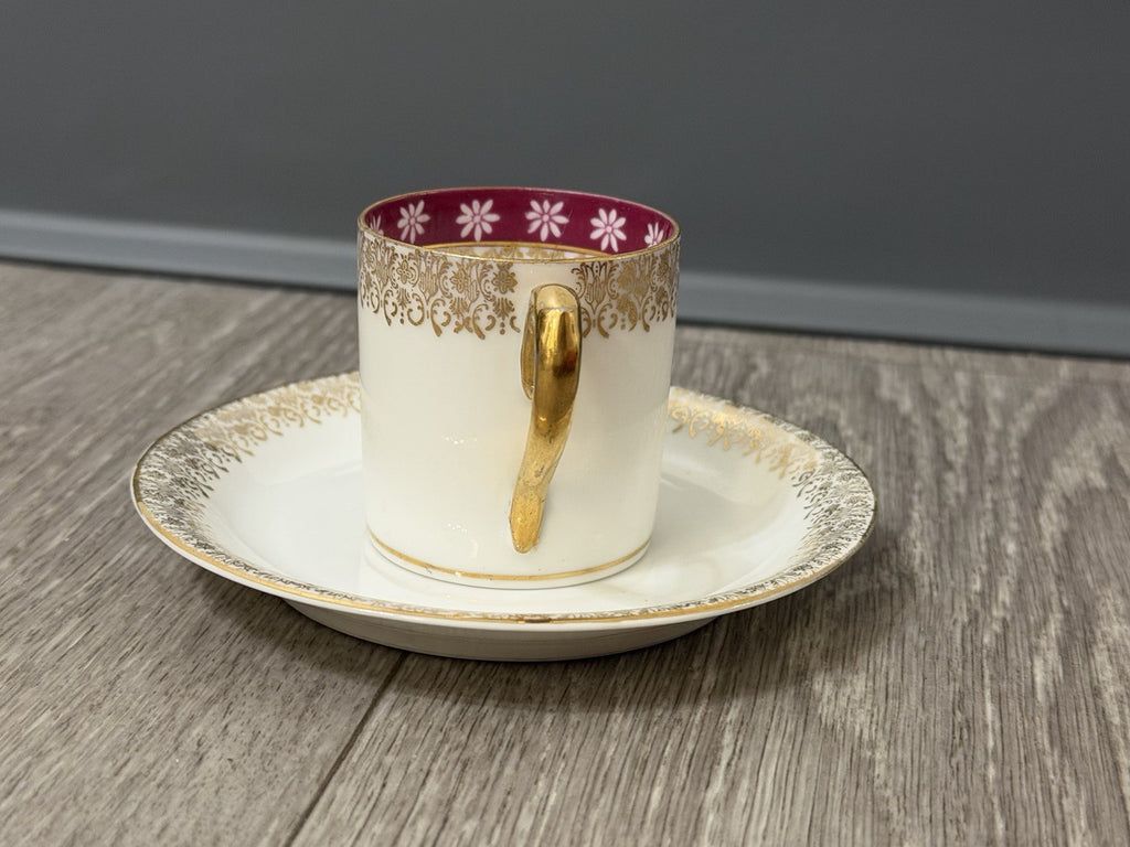 Small Size Antique CT Altwasser Germany Porcelain Tea Cup & Saucer Set Gold Trim