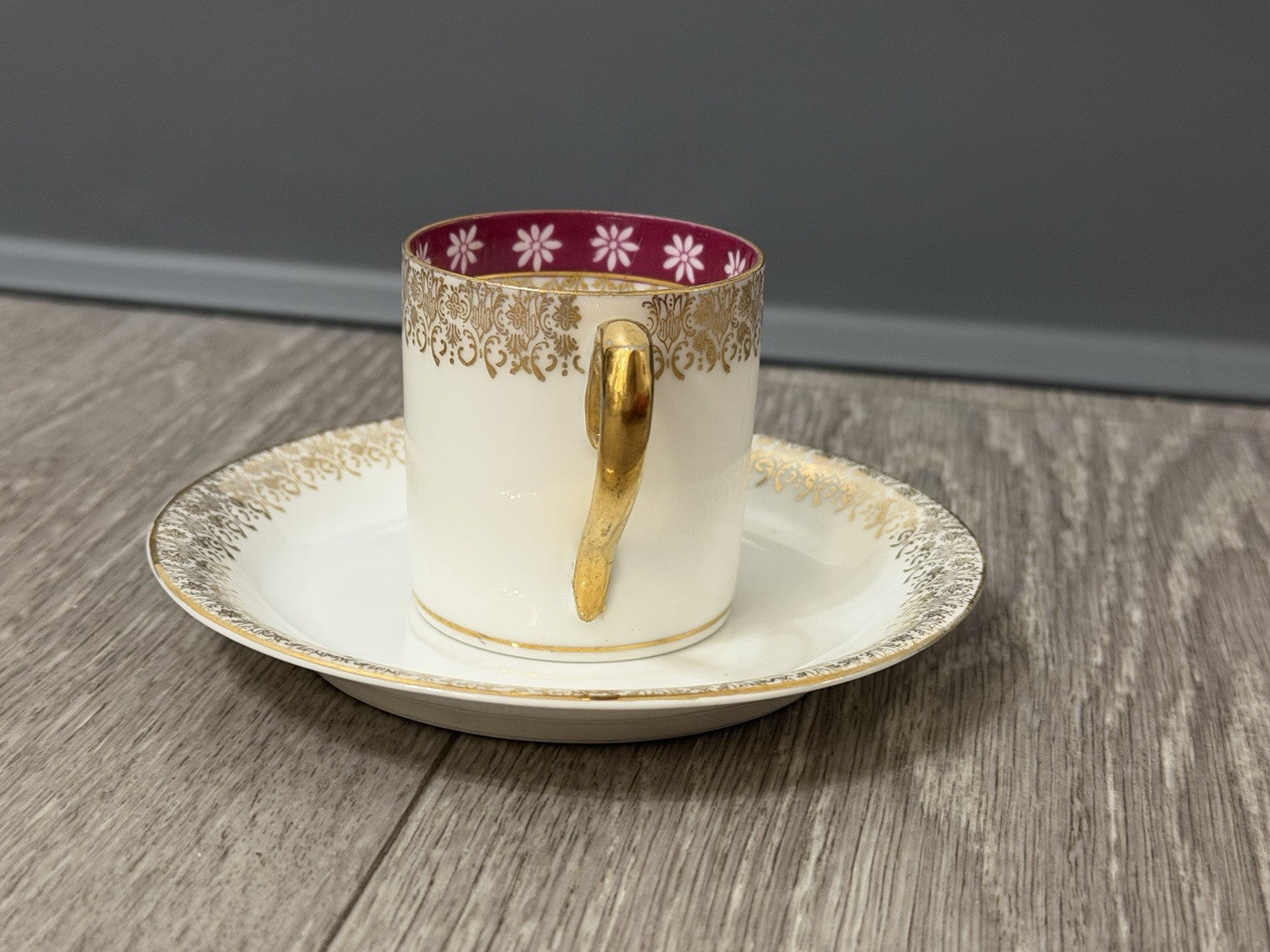 Small Size Antique CT Altwasser Germany Porcelain Tea Cup & Saucer Set Gold Trim