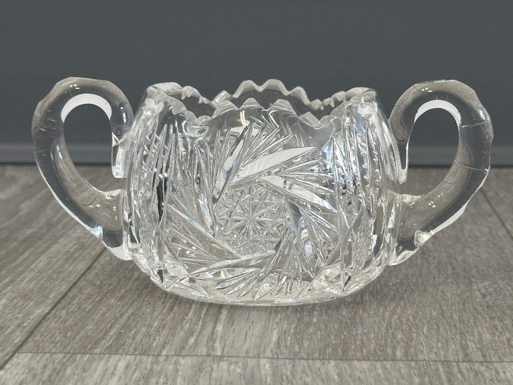 Mid Century Molded Glass Sugar bowl - Fire Polished ABP Style No Seems Starburst