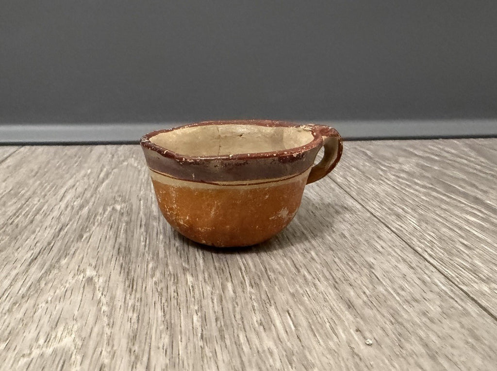 Vintage Mexican Cup Handmade Pottery Small Size 1.25” Tall X 2.25” Diameter