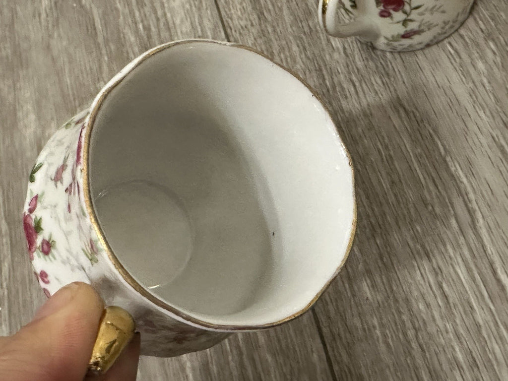 Pair of Vintage Child - Size Lefton & Companion Demitasse Teacups - Hand Painted