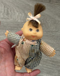 Cabbage Patch 1995 Vintage Mini Figure Doll Brown Hair Plaid Jumper Needs TLC