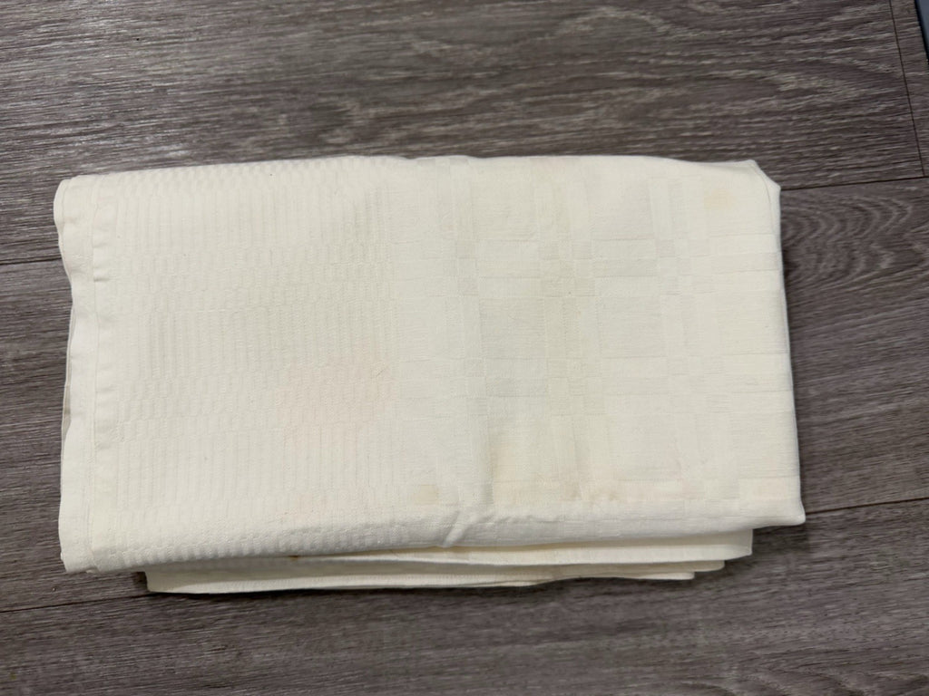 Vintage White Tablecloth 55” X 47” Stained