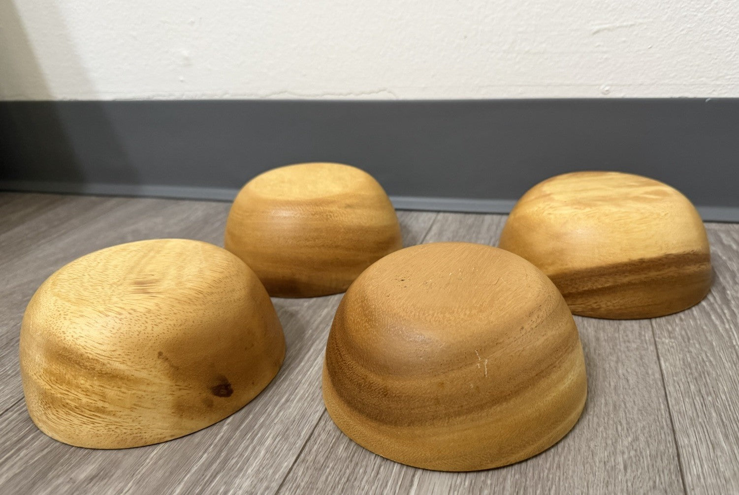Wooden Bowels Set Of 4 Light Wood 5.75” Diameter 2.5” Tall