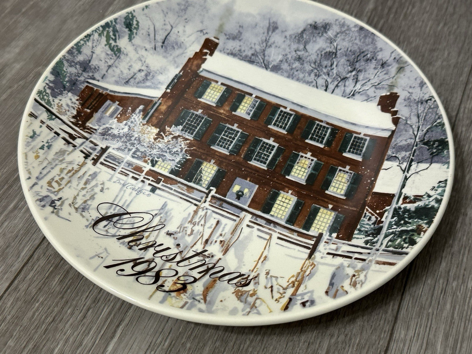 Vintage David Coolidge Collectible Christmas Plate Smuckers 1983 Boarding House