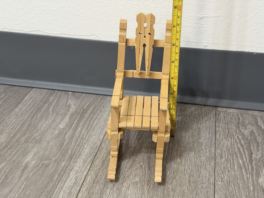 Vintage Folk Art Wooden Clothespin Handmade Doll Rocking Chair Rustic Farmhouse