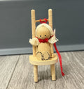 VINTAGE WOODEN GIRL SITTING ON CHAIR 3.25” ORNAMENT MADE IN TAIWAN (CB4408)
