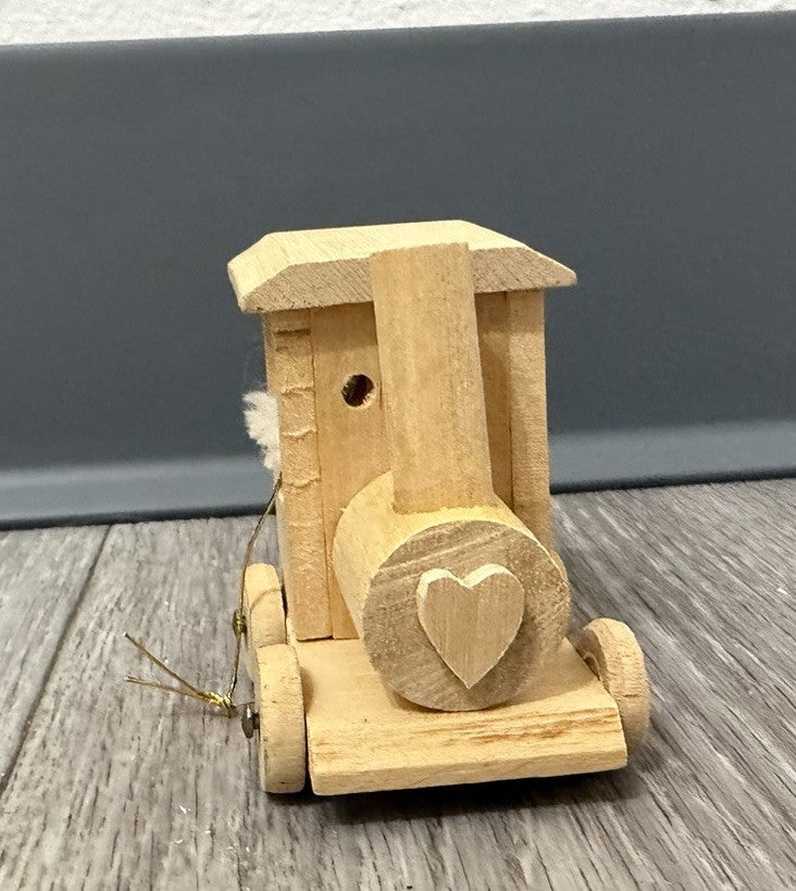 Wooden Christmas Tree Ornament Natural wood train engine