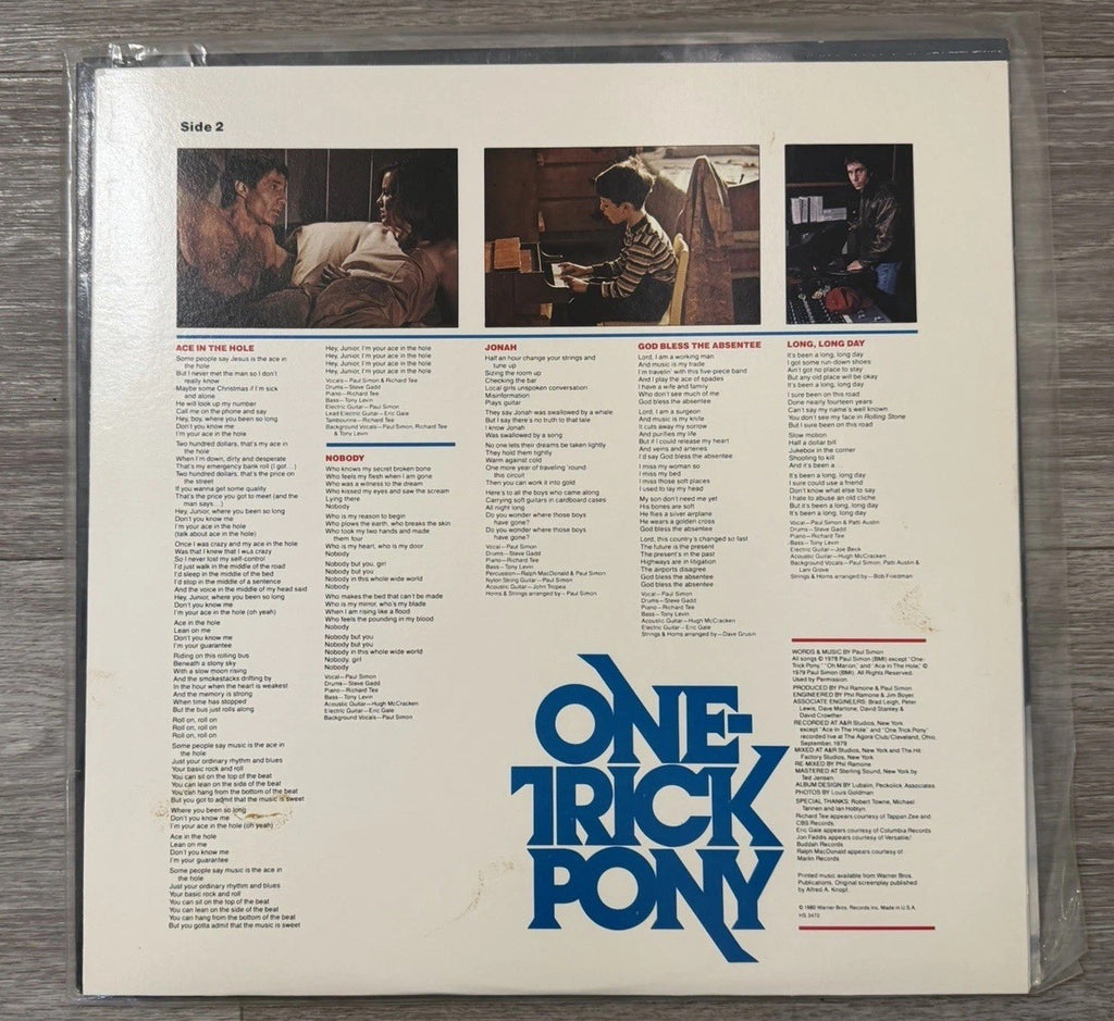 One Trick Pony by Paul Simon Vinyl 1980 Warner Brothers Records HS 3472