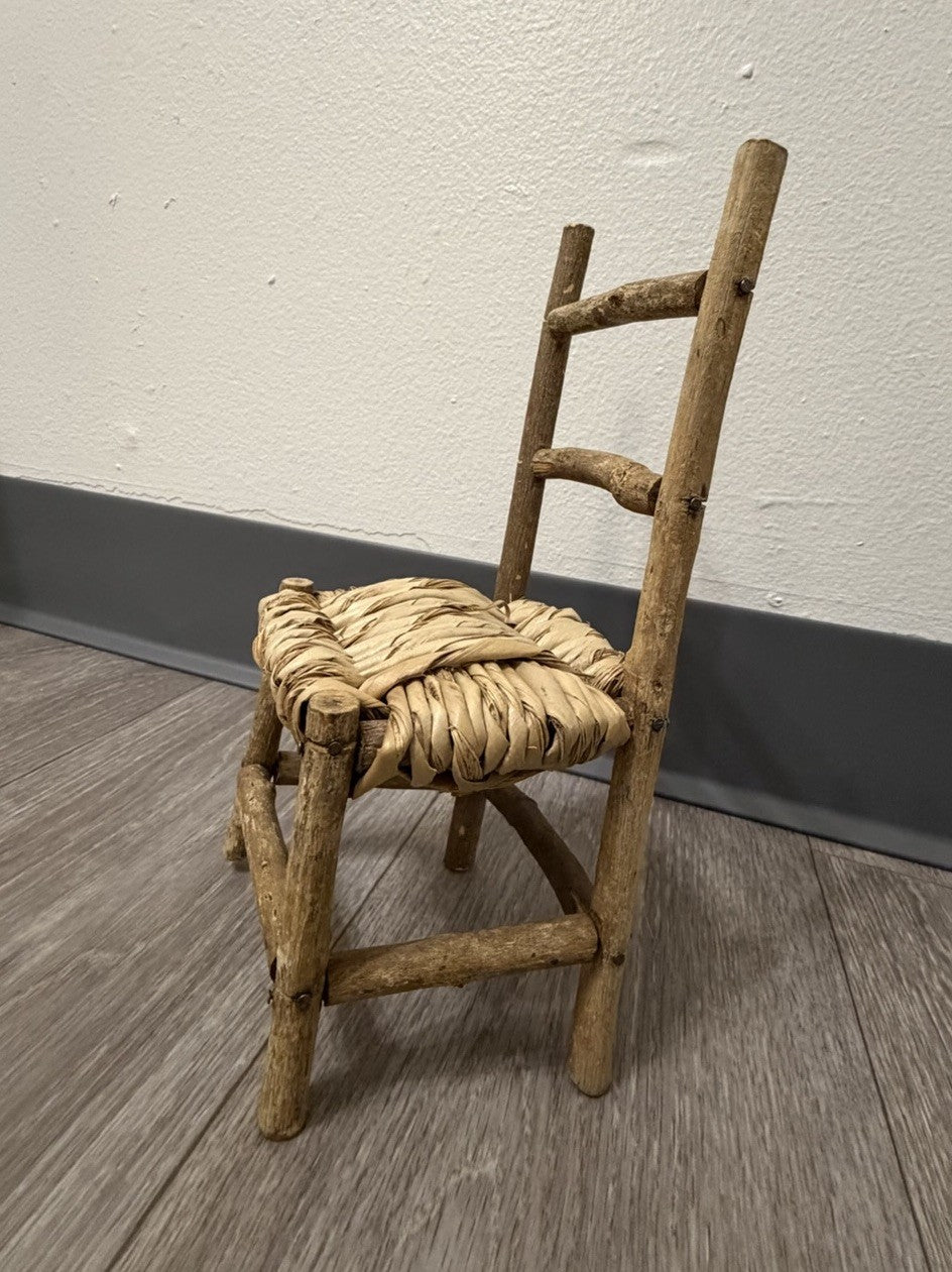 Cute Wood Ladder Back Doll Teddy Bear Chair 10” Tall Does Not Sit Sturdy