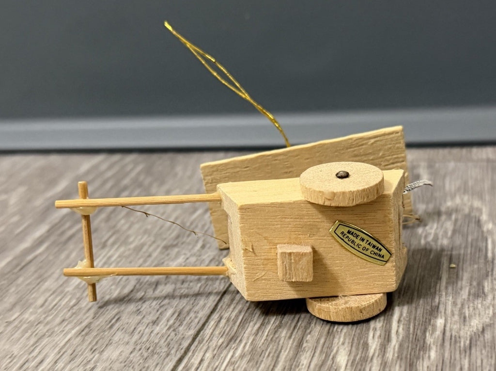Vintage Pull Cart Christmas Ornament With Mouse Cheese And Apple