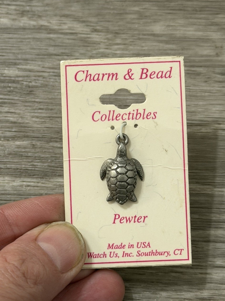NEW Vintage Pewter Cute Turtle Charm