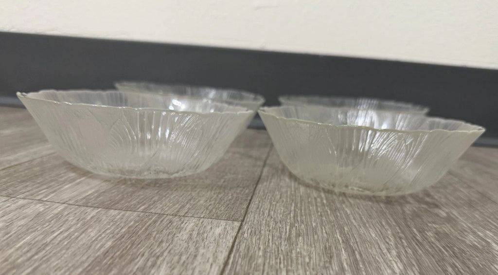 Set of 4 Arcoroc USA Glass Canterbury Crocus 6.25" Cereal/Salad Bowls - textured