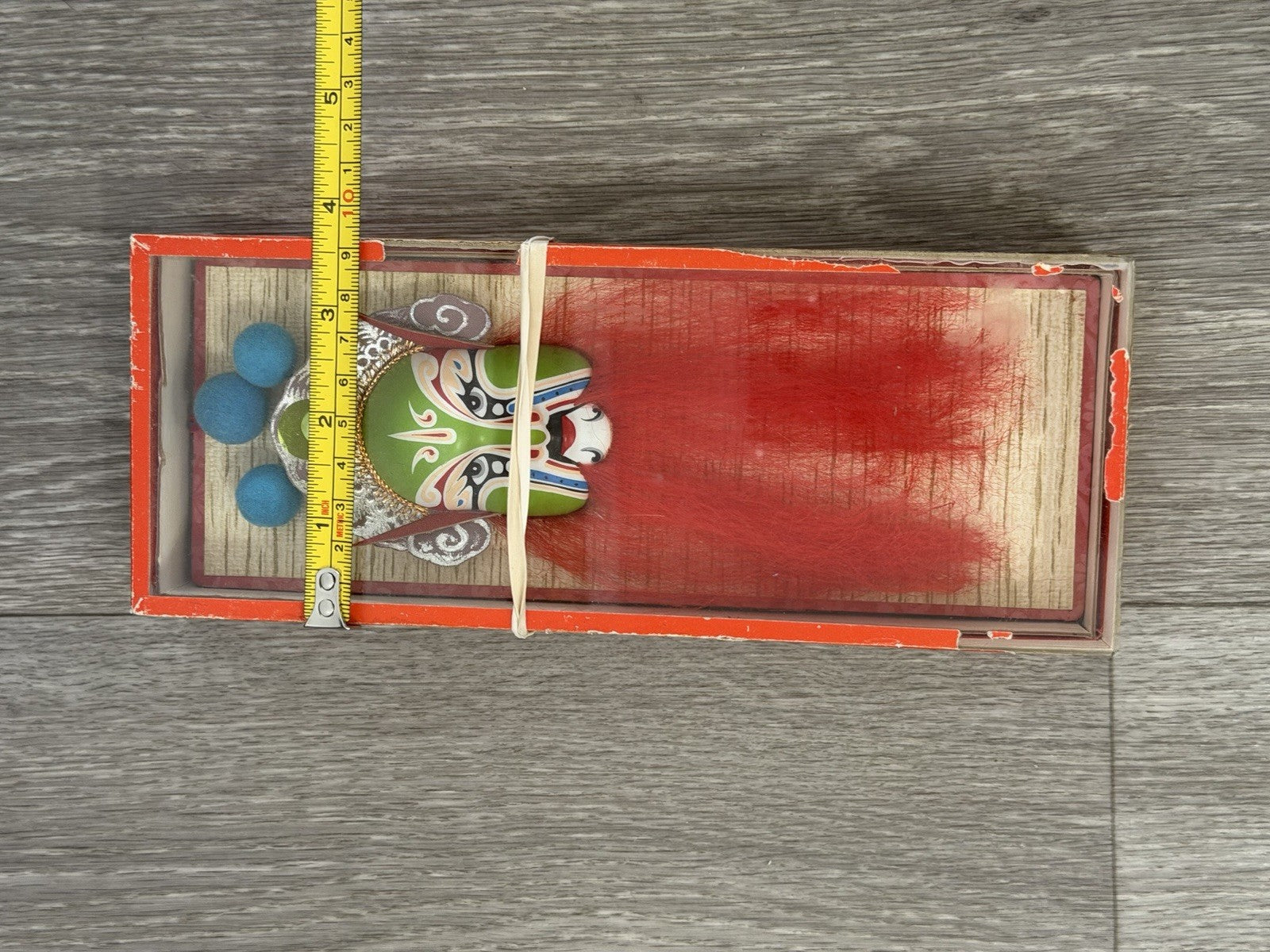 Vintage Chinese Opera Face Painting Miniature Clay Mask Box Tang BROKEN BOX
