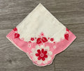 Vintage Pink Flowers Floral Wedding Handkerchief 11.5 X 11.75”