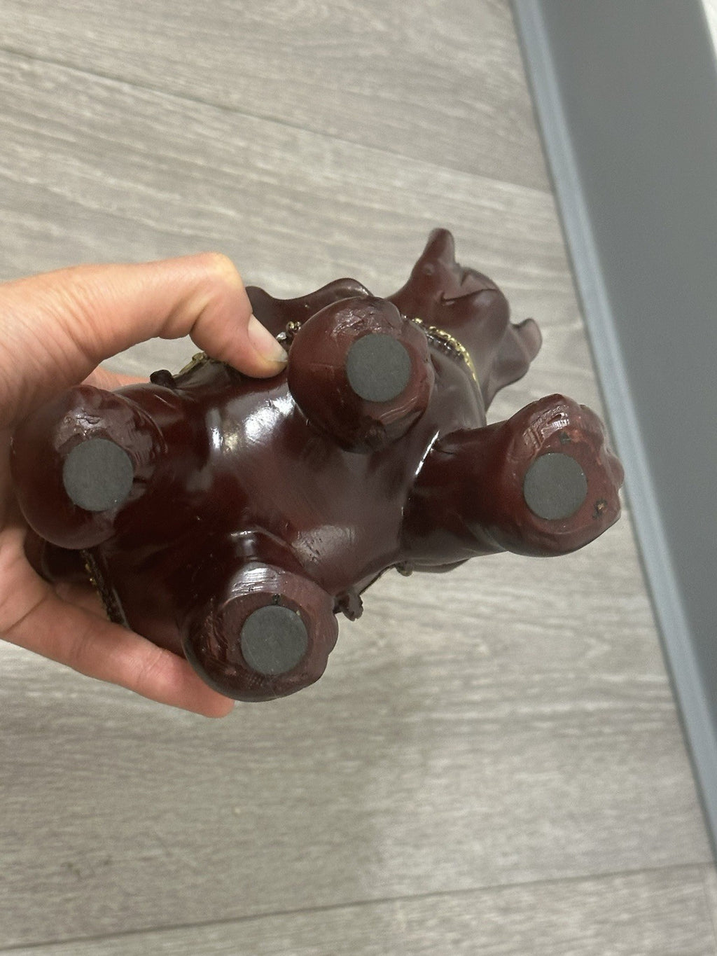 Ornate Decorative Elephant Figurine Red Resin with Gold Accents - Missing 1 Gem