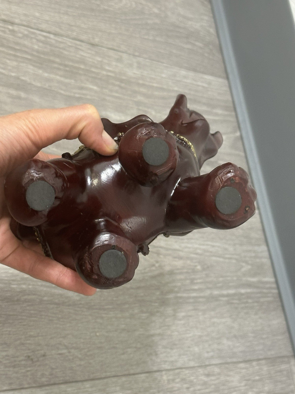 Ornate Decorative Elephant Figurine Red Resin with Gold Accents - Missing 1 Gem