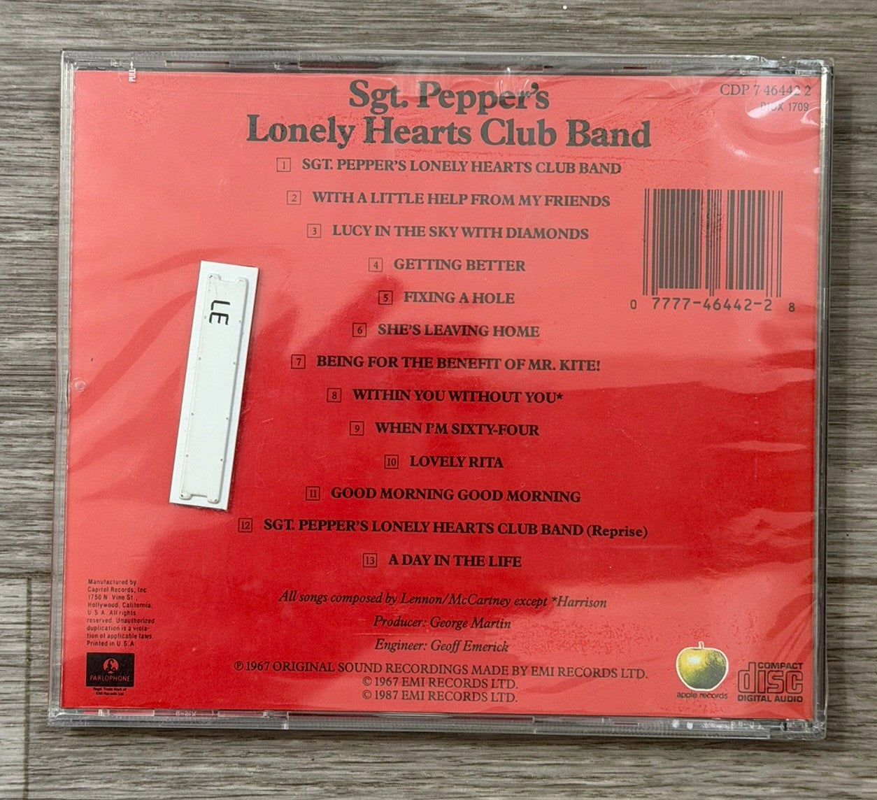 The Beatles Sgt Pepper's Lonely Hearts Club Band CD 1987 CDP 7 46442 2 SEALED