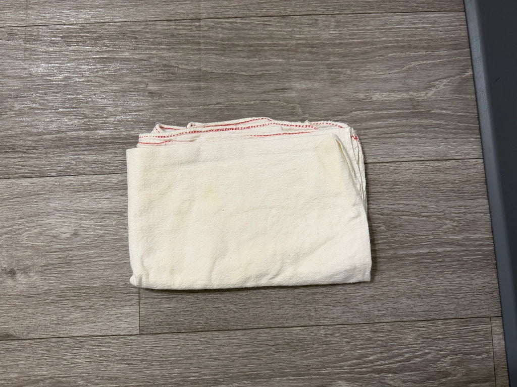 Vintage Dish Drying Towel / Tea Towel 24x35” Off White With Red Edges