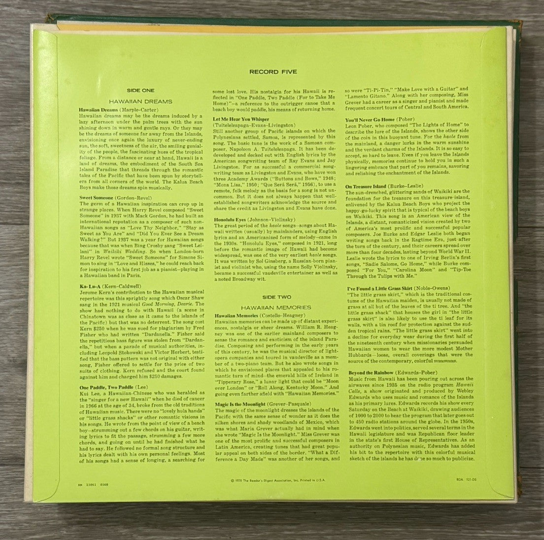 Hawaiian Paradise: Delightful Music Of The Islands Vinyl, 5 LP, 1970 Box Set