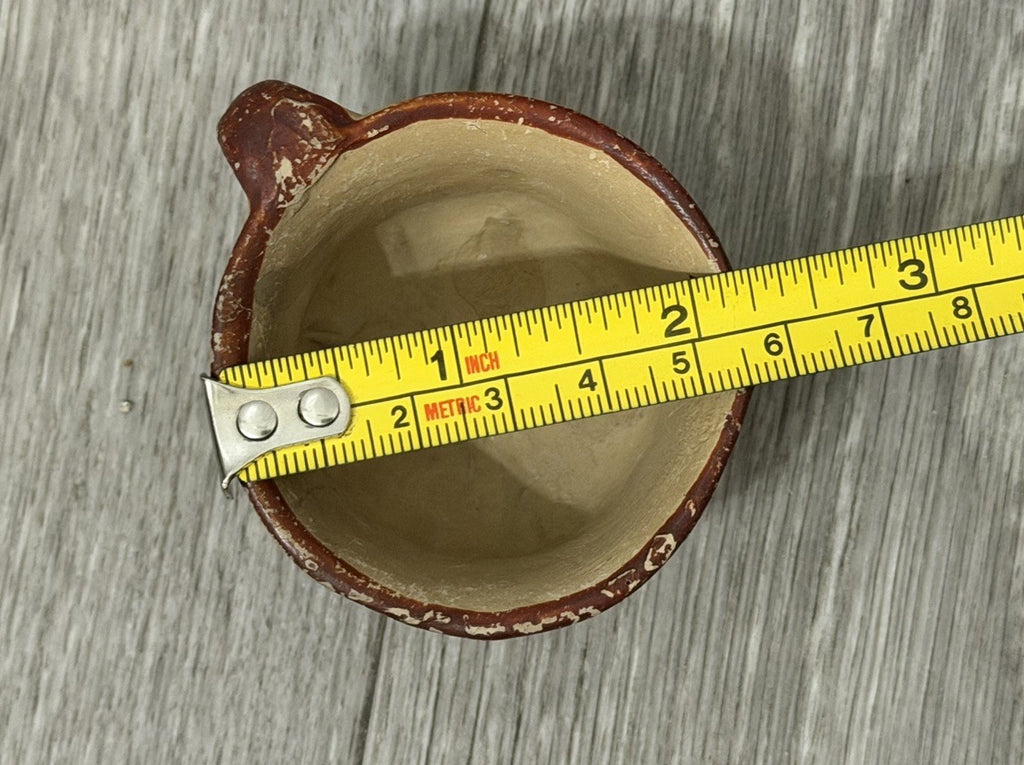 Vintage Mexican Cup Handmade Pottery Small Size 1.25” Tall X 2.25” Diameter
