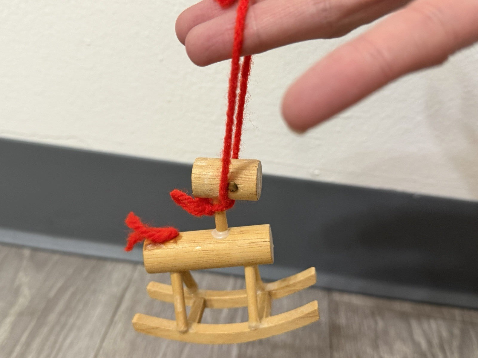 Vintage Wooden Rocking Horse Doll House Or Ornament