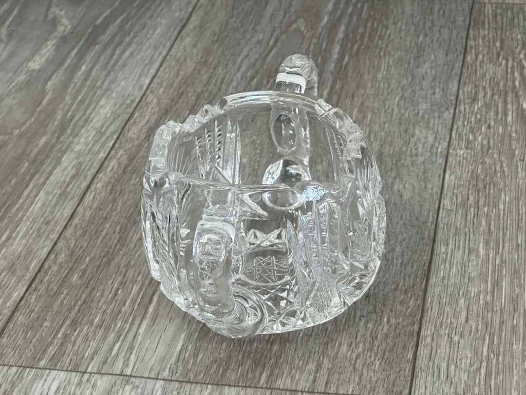 Mid Century Molded Glass Sugar bowl - Fire Polished ABP Style No Seems Starburst