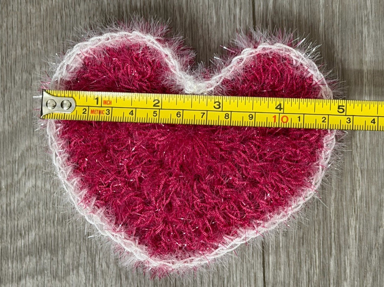 Purple & White Sparkle Heart Shape Non-Scratch Reusable for Kitchen Scrubby