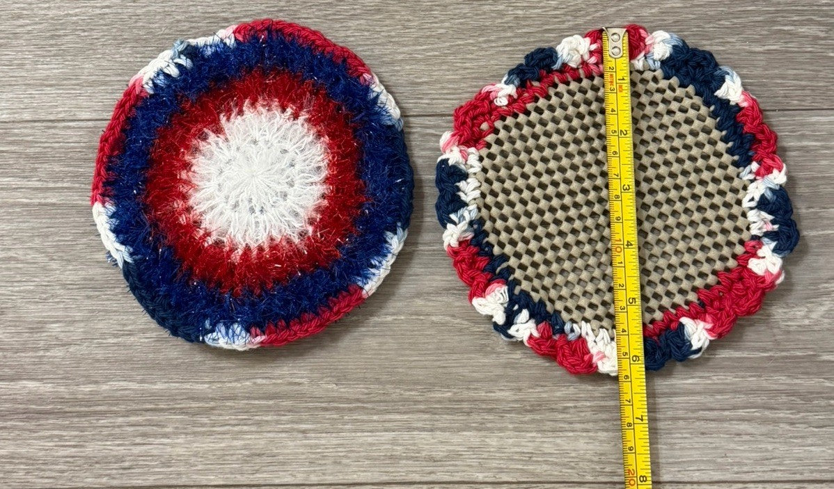 Crocheted Dish Scrubby & Jar Opener Gripper Set Of 2 - 1 Scrubby + 1 Gripper