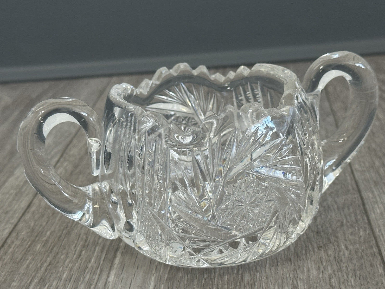 Mid Century Molded Glass Sugar bowl - Fire Polished ABP Style No Seems Starburst