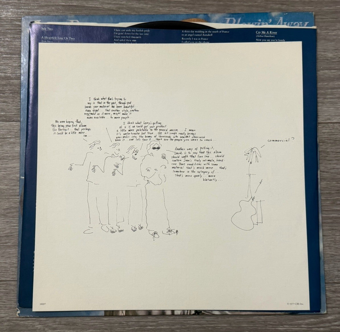 JOAN BAEZ BLOWIN AWAY Promo W/ Art Insert LP~Vinyl VG+