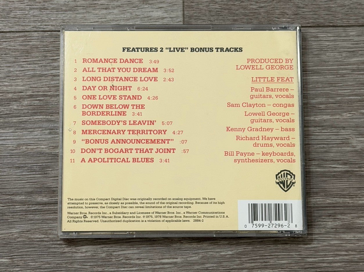 Little Feat - The Last Record Album CD 1975 Live Bonus Tracks Rock Warner