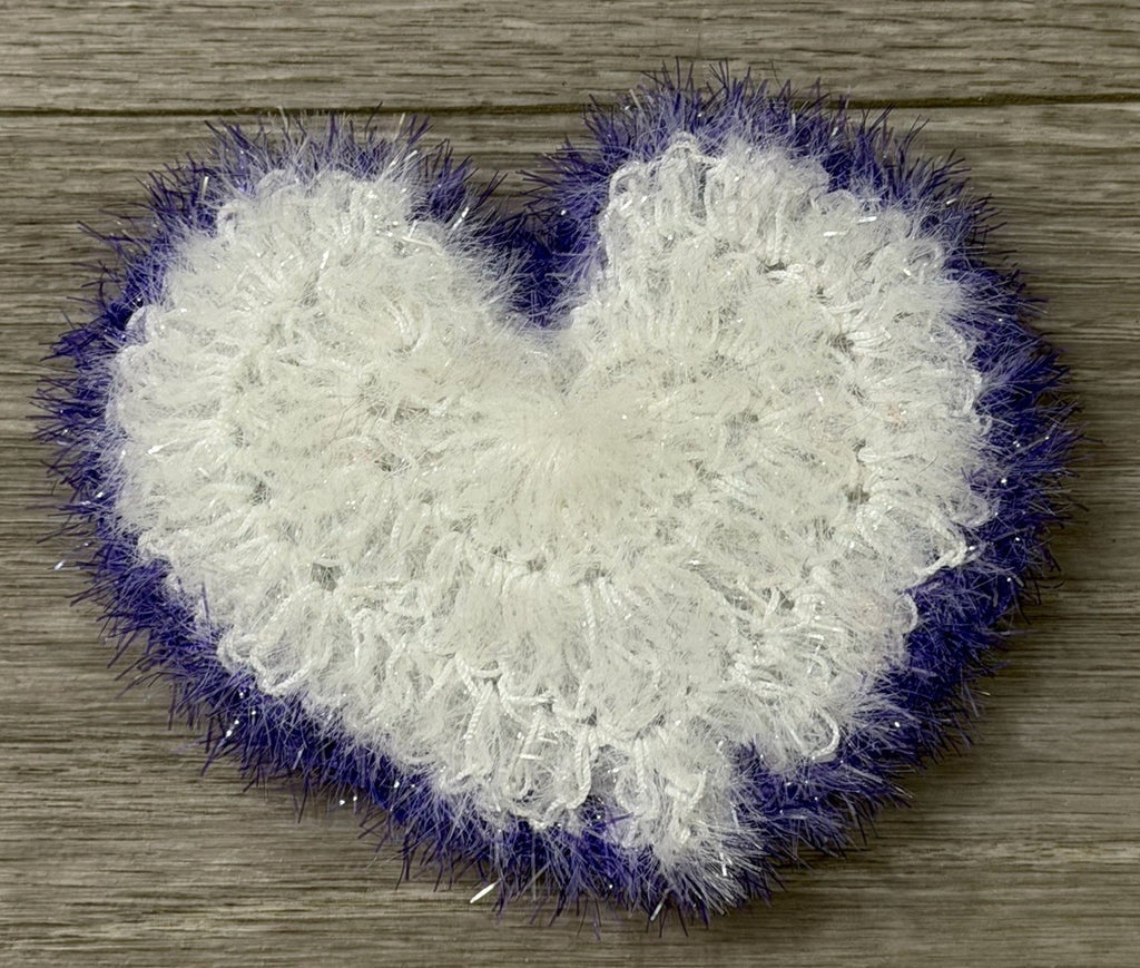 Purple & White Sparkle Heart Shape Non-Scratch Reusable for Kitchen Scrubby