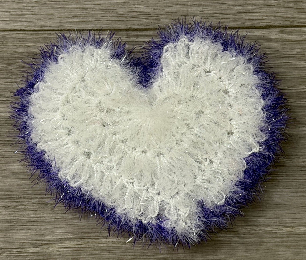 Purple & White Sparkle Heart Shape Non-Scratch Reusable for Kitchen Scrubby
