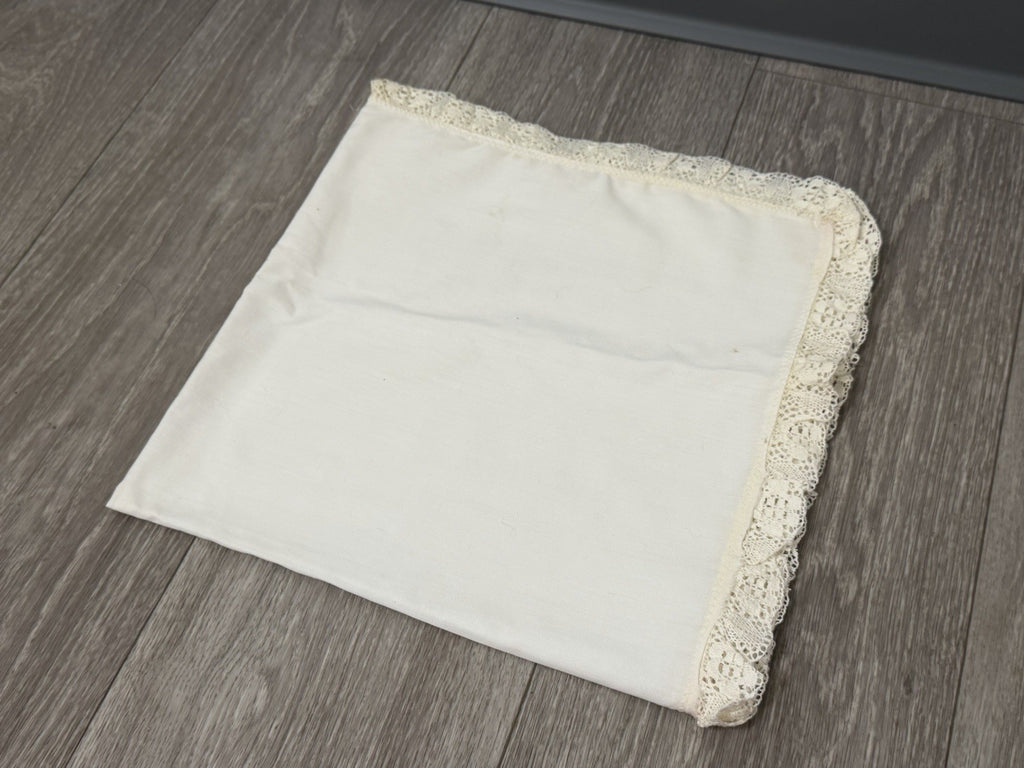 Vintage Handkerchief Crochet Edge 23" square approx. Floral Edge