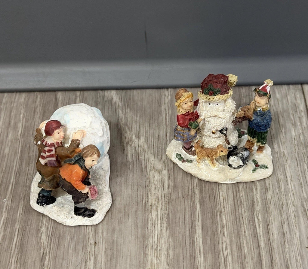 Christmas Village Figurines Lot of  2 Holiday Snow Figures