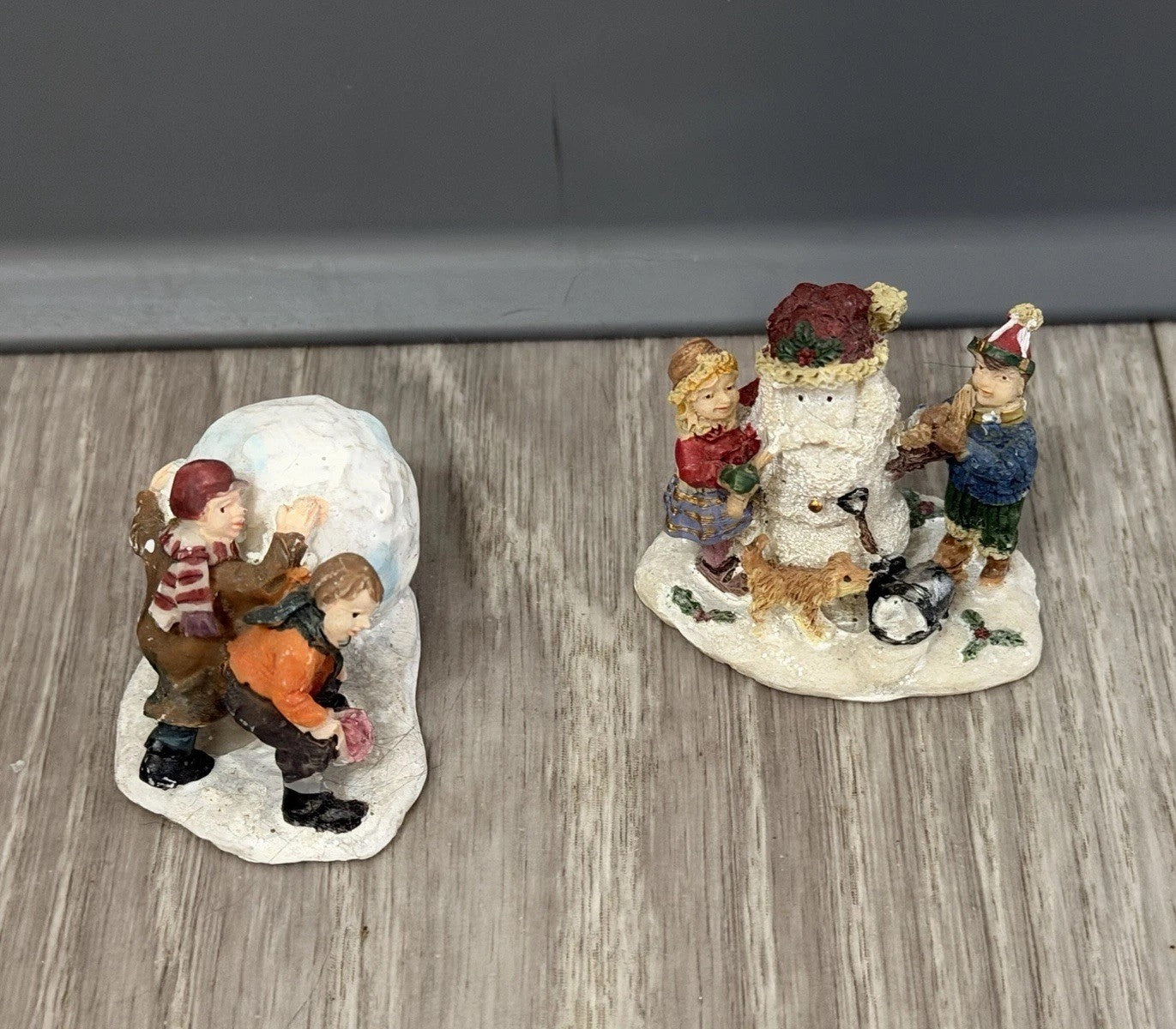 Christmas Village Figurines Lot of  2 Holiday Snow Figures
