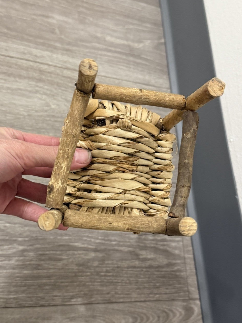 Cute Wood Ladder Back Doll Teddy Bear Chair 10” Tall Does Not Sit Sturdy