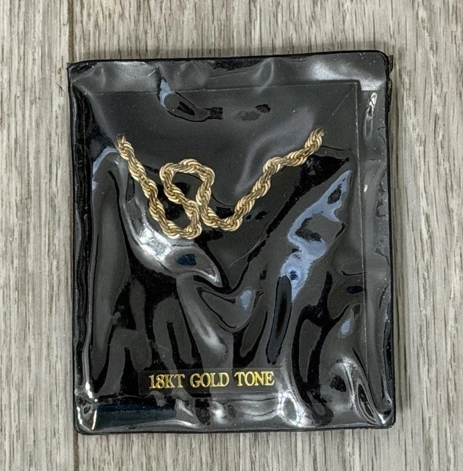 Vintage 18K Gold Tone Rope Chain Sealed In Package - Fashion Jewelry - READ