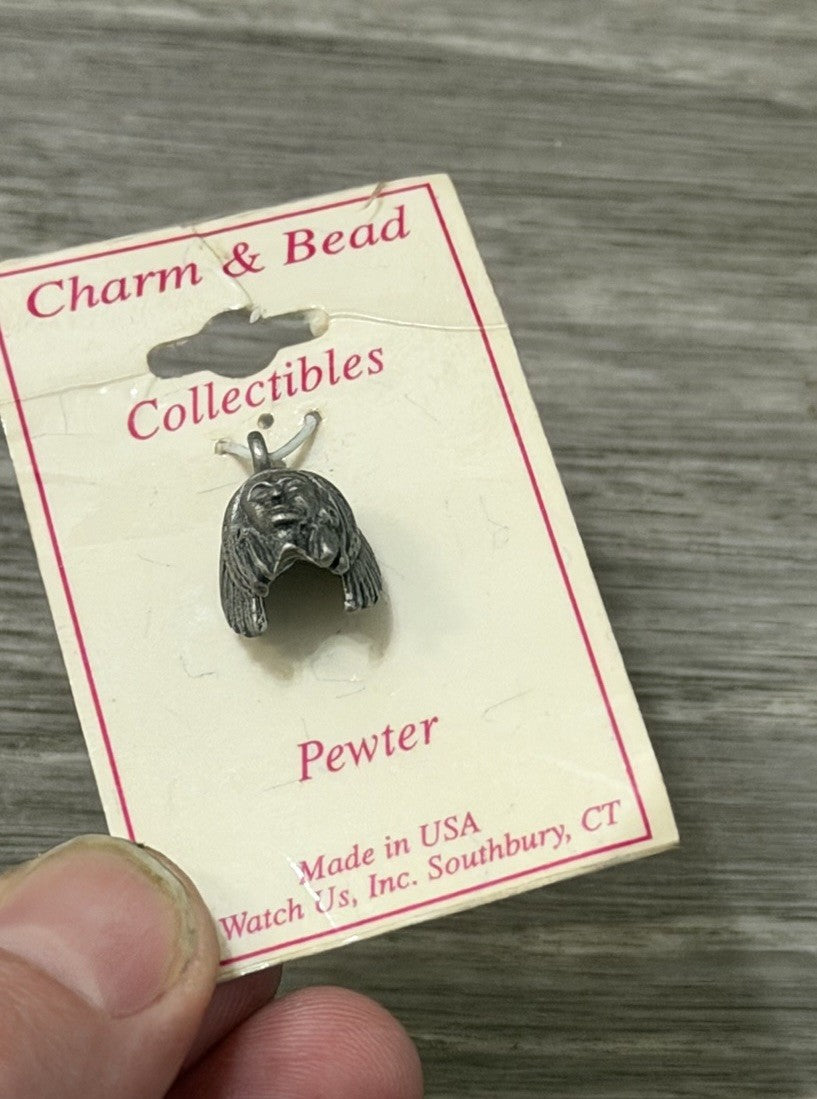 NEW Vintage Pewter Charm Western Native American Chief Charm