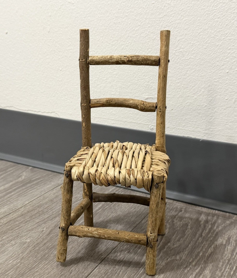 Cute Wood Ladder Back Doll Teddy Bear Chair 10” Tall Does Not Sit Sturdy